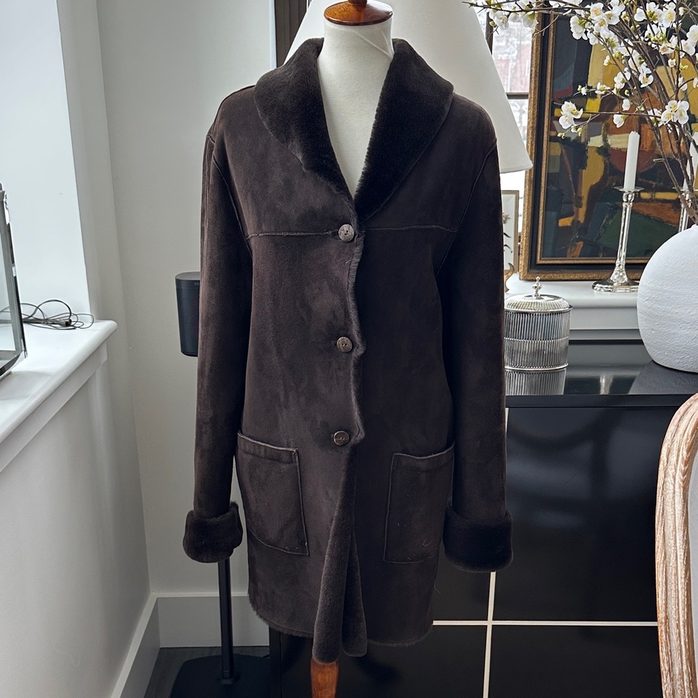 Vintage Barneys New York Sheepskin & Faux Fur Coat M